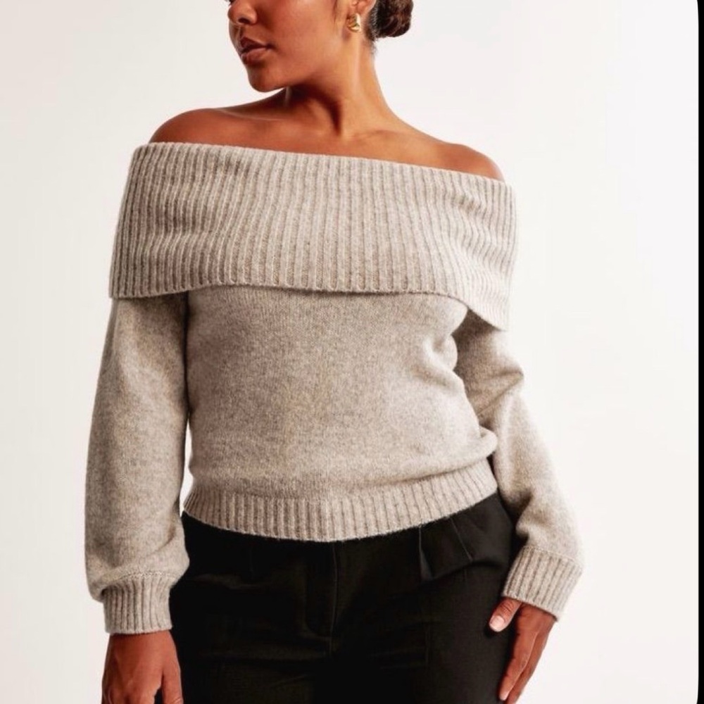 Abercrombie off the shoulder sweater Tan